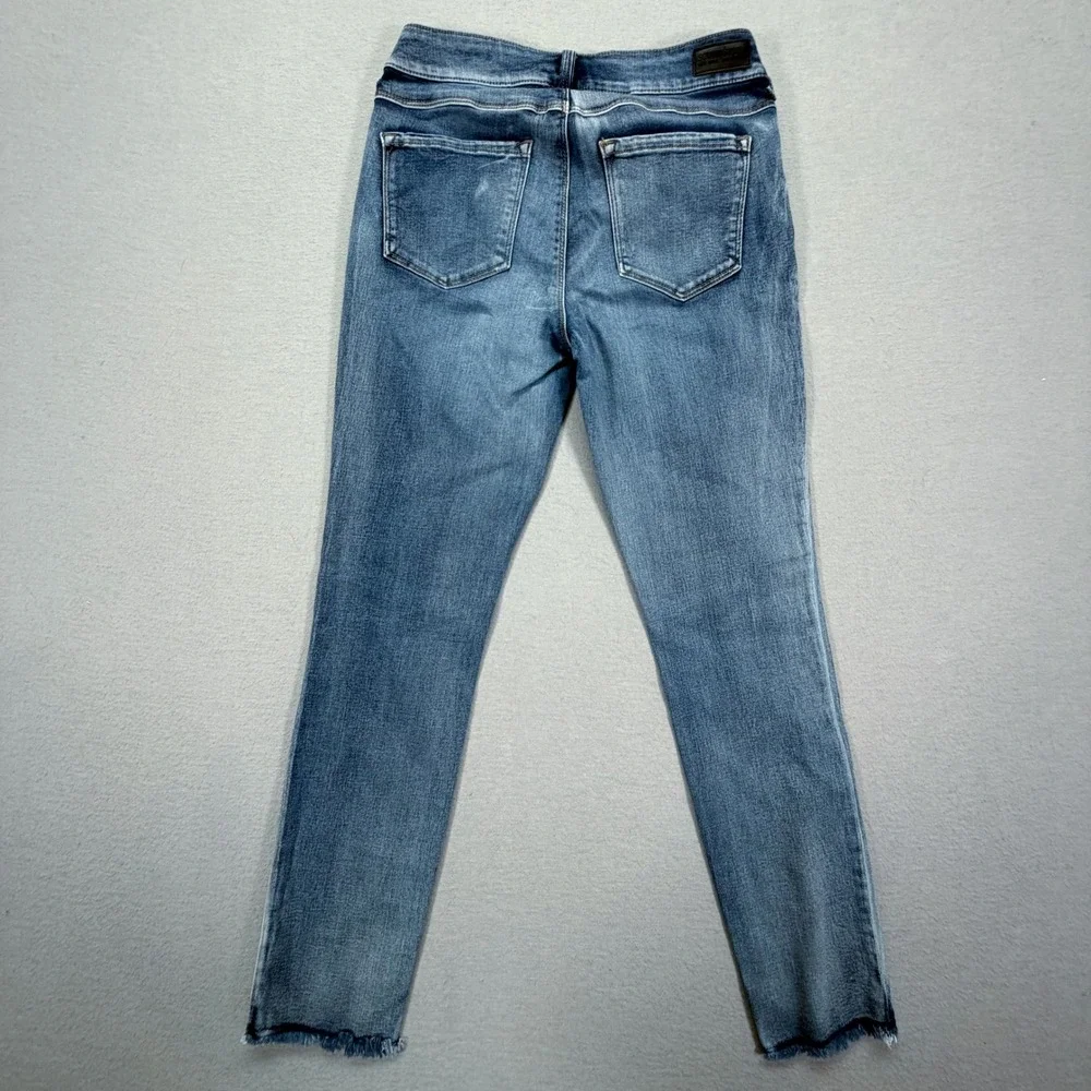Soundstyle Womens Jeans Skinny Blue Button Fly Raw Hem Size 4